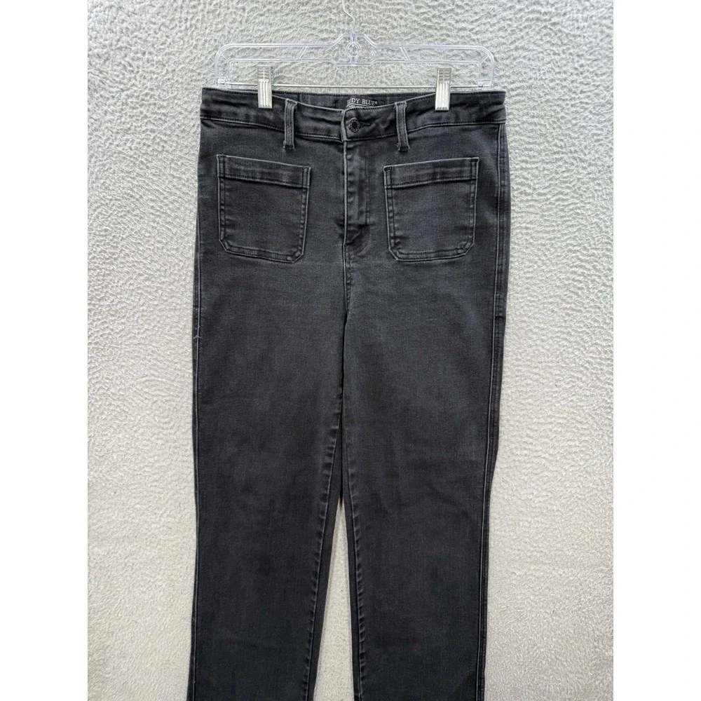 Judy Blue Jeans Womens 11/30 Black‎ Denim High Waist Patch Pocket Straight Fit